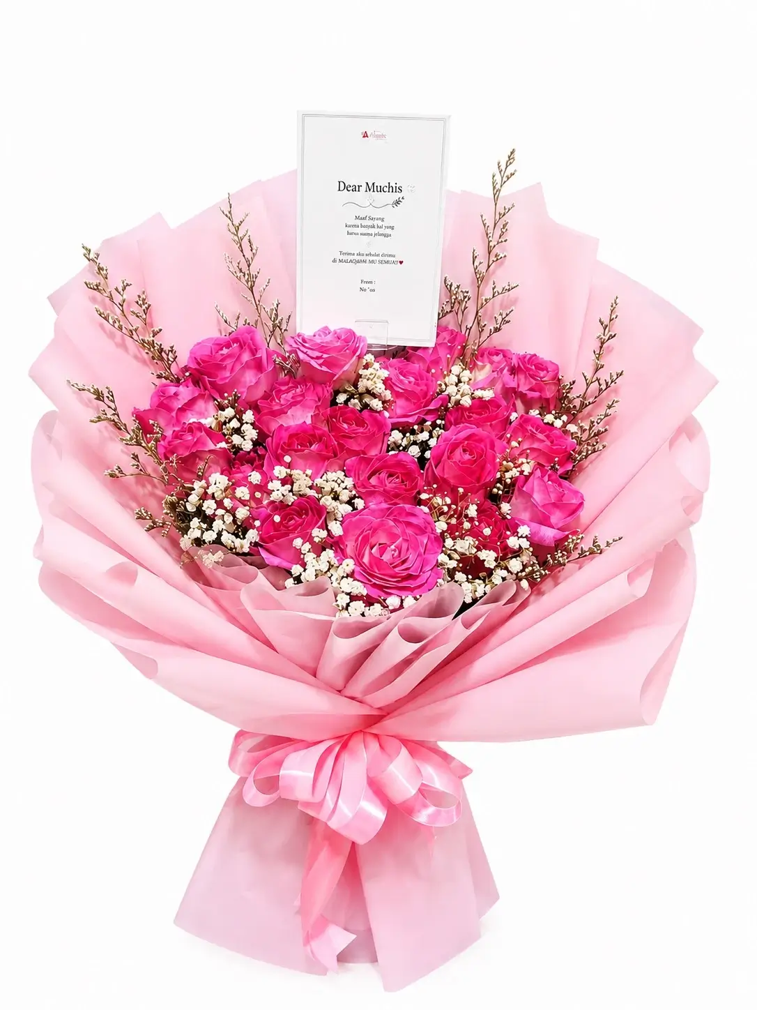 Buket mawar pink untuk promo Amarin Florist